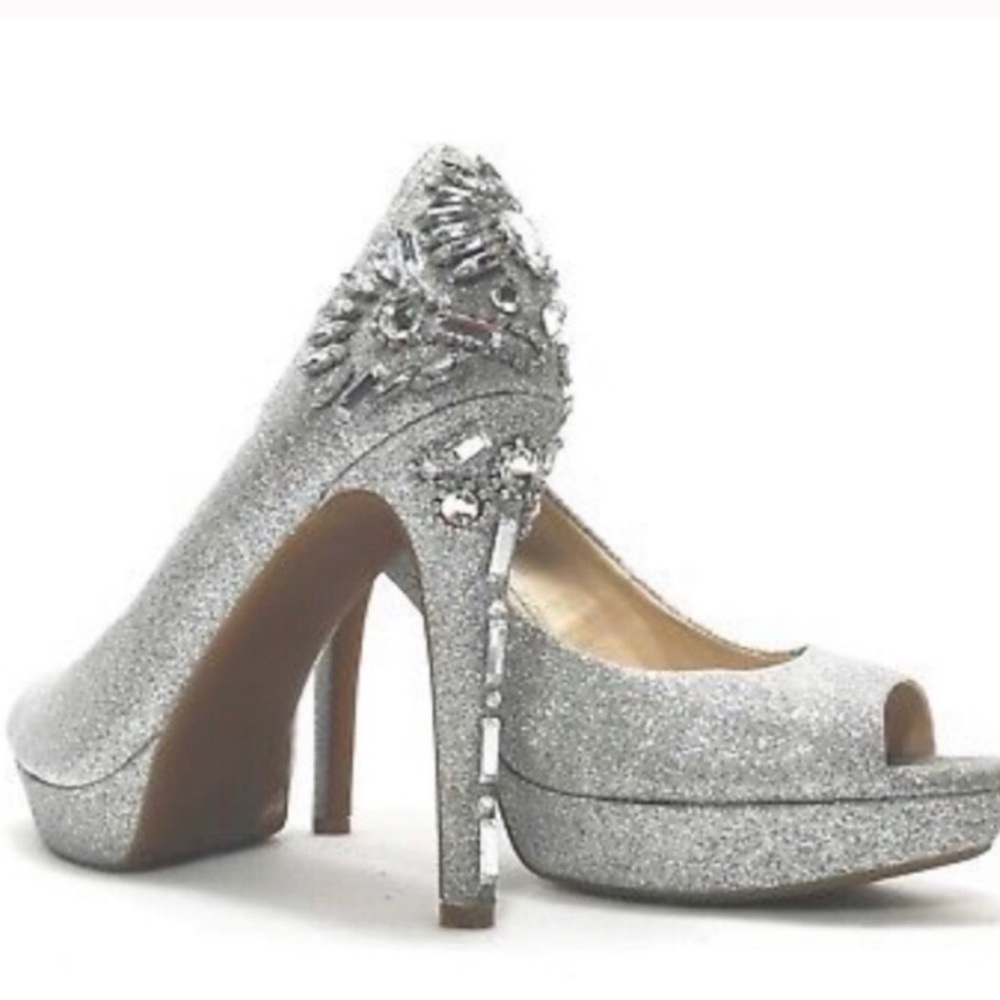 Gianni bini MERRI  Jeweled peep toe glitter pumps
